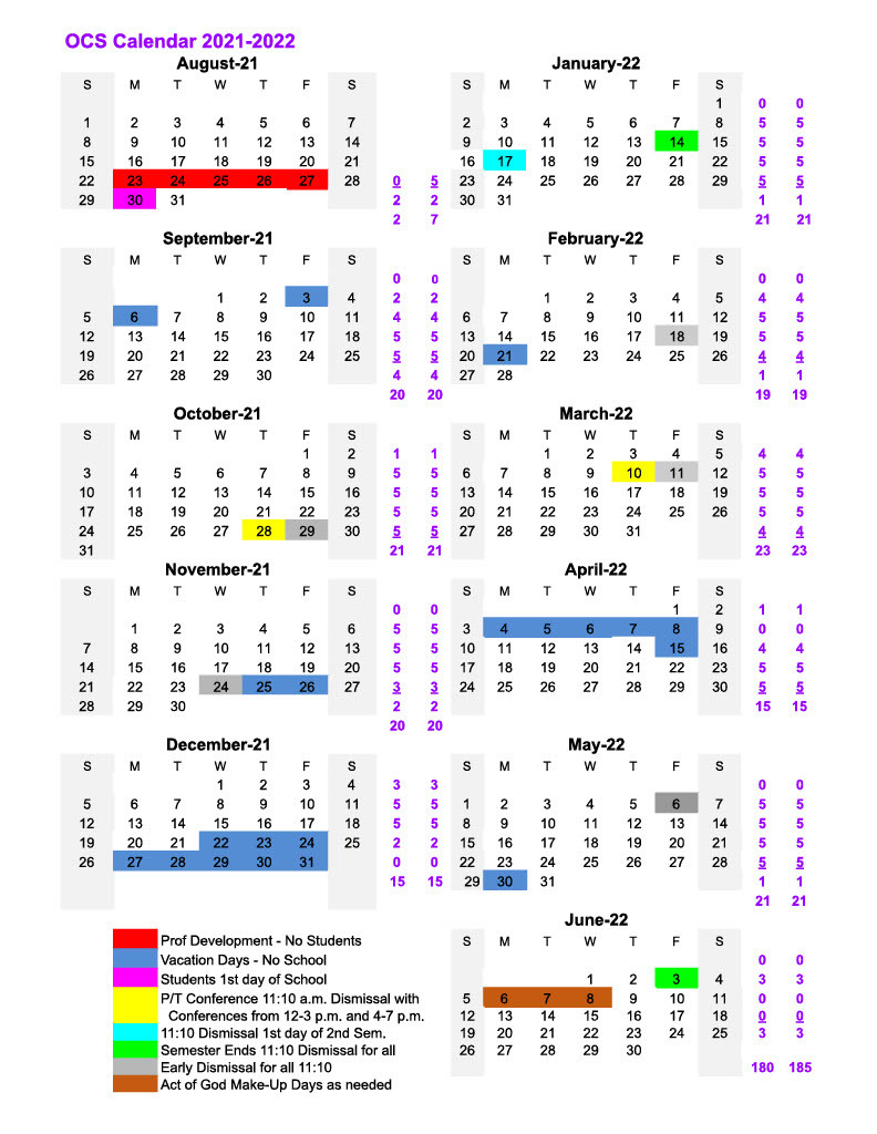 21-22 District Calendar